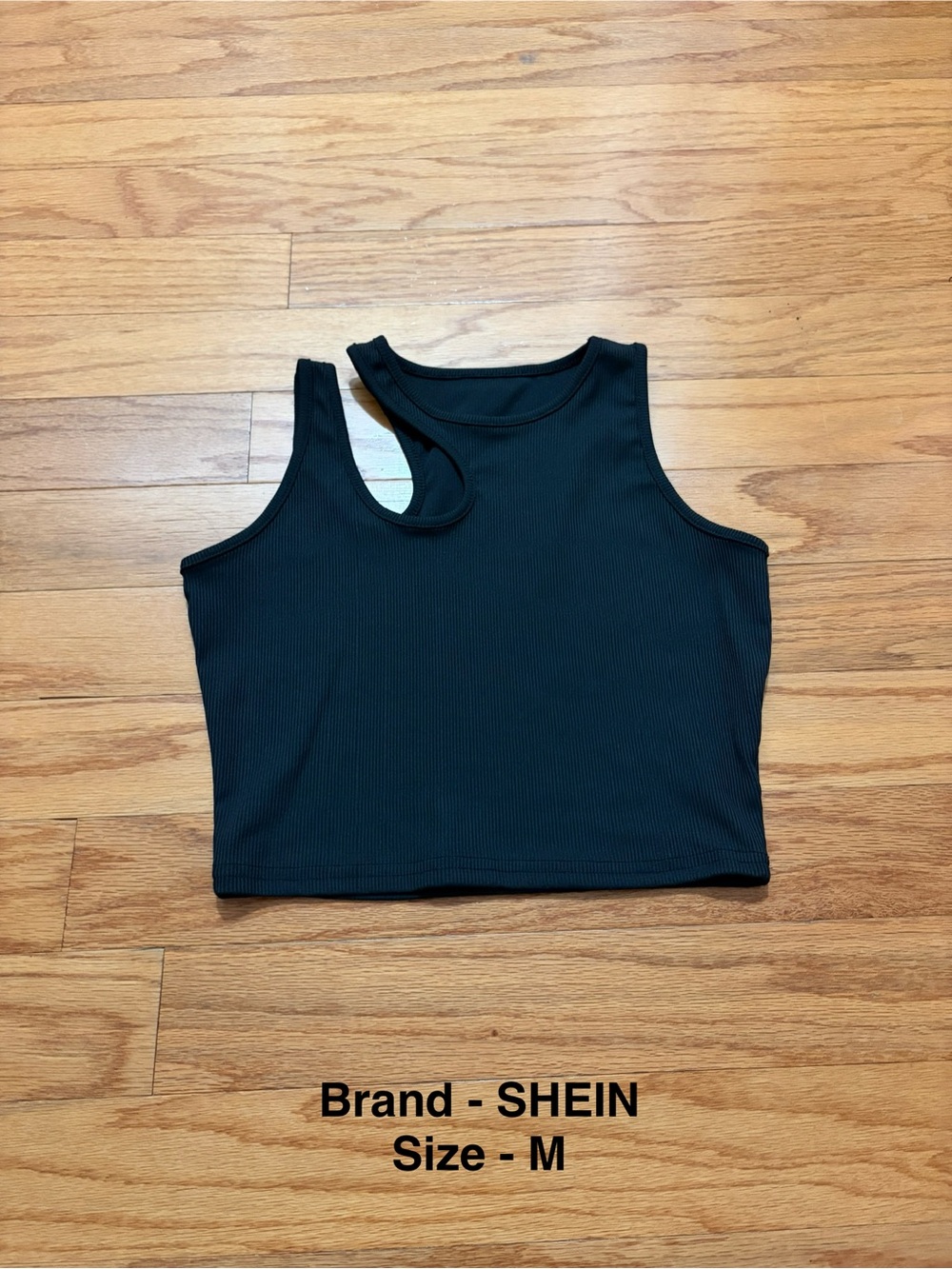 SHEIN Black One-Shoulder Ribbed Crop Tank